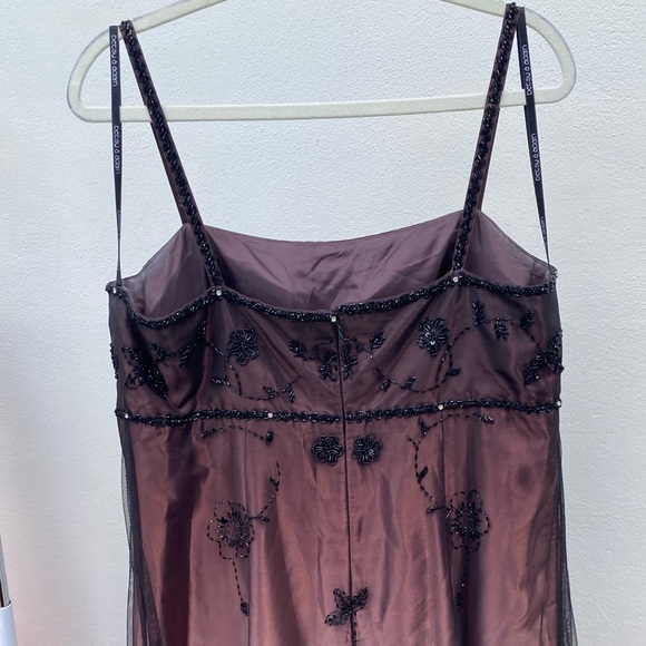 Vintage 90s Whimsygoth Plum & Black Ombré Beaded Prom Dress Size 16 - Picture 7 of 9
